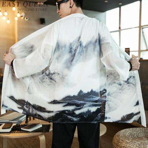 Traditional chinese clothing for men beach kimono cardigan long kimono cardigans new feeling clothes summer 2018 AA3820 Y A
