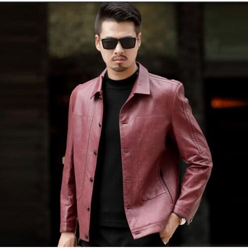 Spring Fall Fashhion Mens Male Red Blue Black Pu Leather Jacket Coat , 2018 Men Clothes , Man Cool Autumn 3XL Jackets Coats