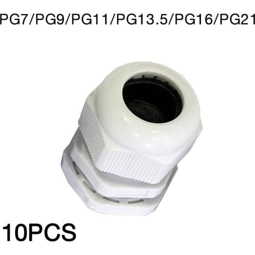 Waterproof Cable Gland IP68 Cable Wires Entry 10pcs PG7 for 3-6.5mm PG9 PG11 PG13.5 PG16 PG21 Nylon Plastic Cable Connector