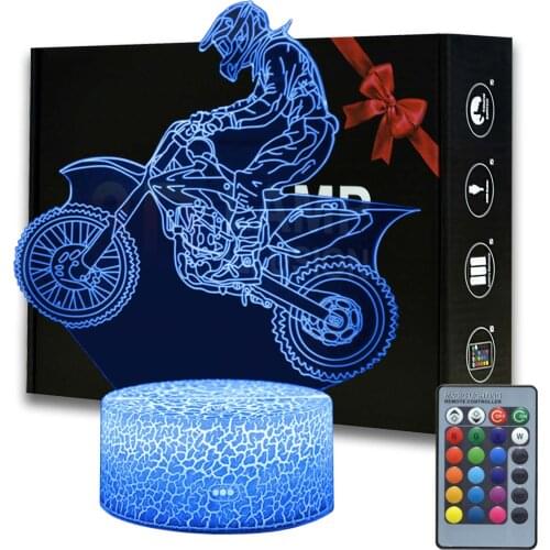 X-Game Motorcycle 3D Illusion Lamp Night Lights Dirt Bike Lampe Kids Child Bedroom Decor Nightlight Dropshipping Manga Gift