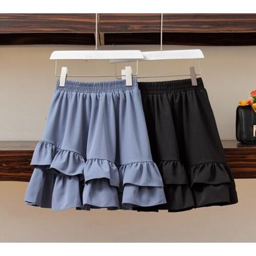 Black Blue Irregular Chiffon Mini Plus Size Oversized 5Xl Large Korean Fashion High-Waisted Summer WomenS Clothing Skirts 2021r
