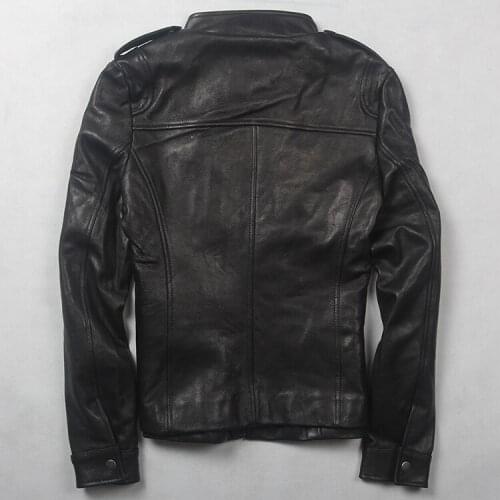 Womens fashion M65 with pockets black sheepskin genuine leather coat women slim fit motorcycle jacket lady