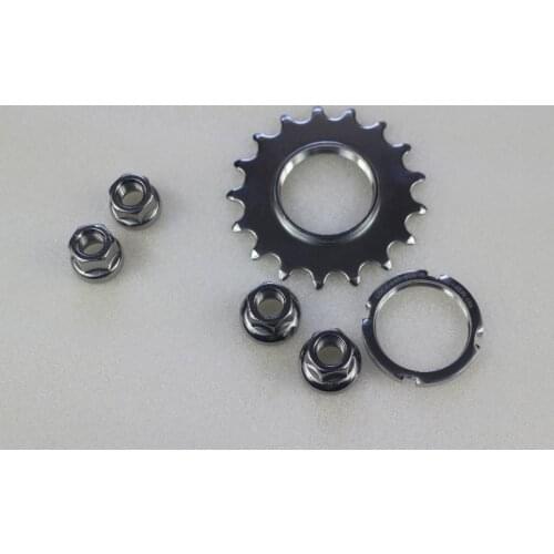 1 set SPEEDSAFE steel M9 9mm Front M10 10mm Rear axle nuts, 17T cog sprocket & lockring, For fixed gear fixie track bicycle hubs
