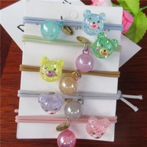 1PCS Lovely Ball Bear Candy Color Elastic Hair Bands For Women Creative Headband Scrunchy Kids Turban Hair Accessories For Girl