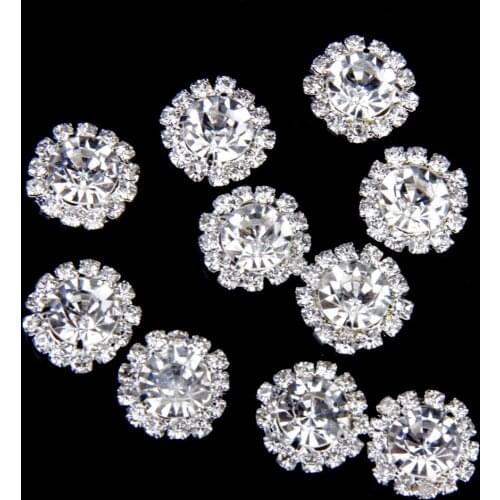 10pcs Clear Crystal Rhinestone Button Flatback Decoration DIY Crafts 15mm