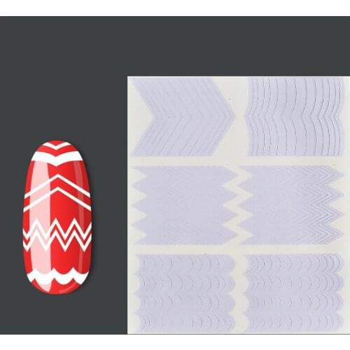 12 Sheets Nail Stickers Geometry Stripe French Swirls Nail Art Vinyls Circle Stars Heart Manicure Stencil Tips Guide Decoration