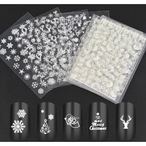 16Pcs/lot Luminous Nail Art Stickers 3D Merry Christmas Cartoon Decal Winter Glow in Dark DIY Manicure Slider Decorations DA#51