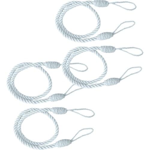 4 PCS Rope Curtain Tiebacks Tassel Thick Twisted Living Room Bedroom Decoration Silver Grey