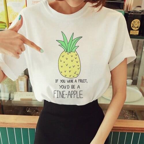 90s Girl T-shirt Fruit Pineapple Fun T Shirt Harajuku Tshirt O-neck Short Sleeve tshirt Summer T-shirt Cartoon Tshirt Female