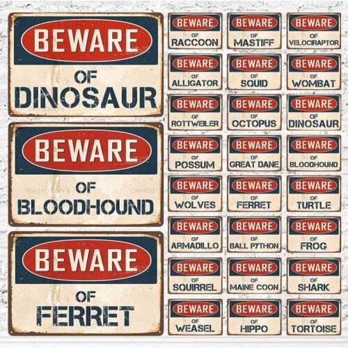 Abstract Art Beware Sign Funny Warning Danger Metal Tin Sign Wall Plaque Poster Painting Wall Sign for Living Room Home Decor