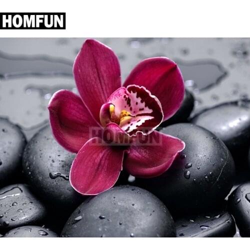 HOMFUN Full Square/Round Drill 5D DIY Diamond Painting "Orchid Stone" Embroidery Cross Stitch 5D Home Decor Gift A02573