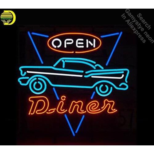 Diner OPEN Neon Signs Handcrafted Neon Bulb Glass Tube Iconic Sign For Garage Display Professional Bulb Decorative Characteristi