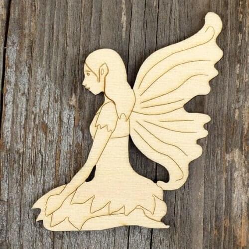 Wooden Fairies Sitting Craft Shapes Plywood Classic Style