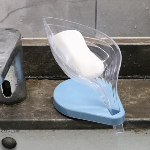 Leaf Shape Drain Soap Holder Suction Cup Free Punch Soap Box Bathroom Supplies Shower Soap Storage Tray