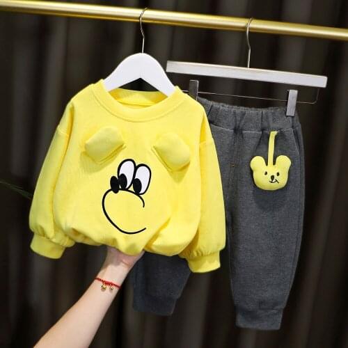 Baby Girls Clothes Set For Toddler Cartoon 2021 New Fashion Long Sleeved Tops + Pants Outfits Kids Clothing Jogging Suits
