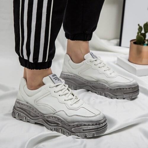 Chunky Sneakers Men Spring Autumn Thick Bottom Vintage Dirty Shoes Men Breathable Hip Hop Sneakers Tenis Masculino Adulto A2-16