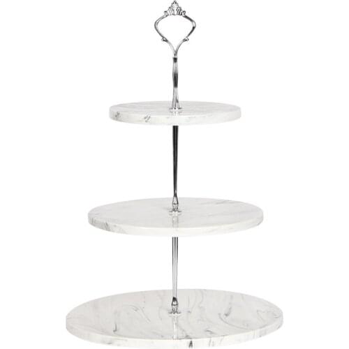 Kitchen Supplies Marble Texture Cake Tray Ceramic Three-layer Fruit Plates Living Room Creative Multi-layer Cake Stand Candy Dri