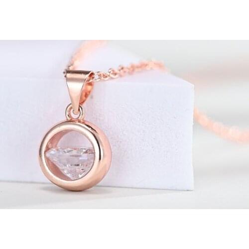 Minimalism Golden Necklace Fashion Hollow Round Pendant With Cubic Zirconia Fine Jewelry For Women Wedding Party Birthday Gifts