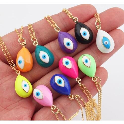 Fashion Turkish Evil Eyes Necklaces For Women Bohemian Vintage Enamel Devil Pendant Necklaces Choker 18k Gold Filled Jewelry