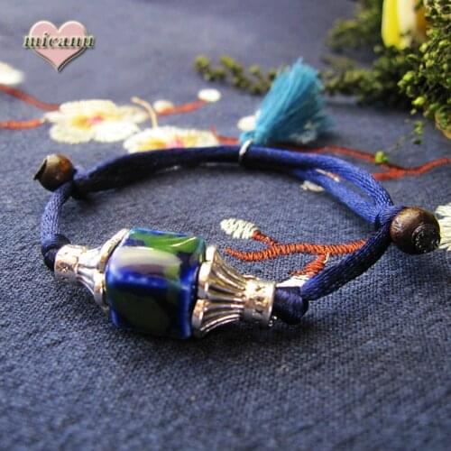 Trendy Rope Bracelet Candy Red Blue Color Trinket Ceramics String Jewelry Hand-Made Unisex Ofertas Relampago Designer Christmas