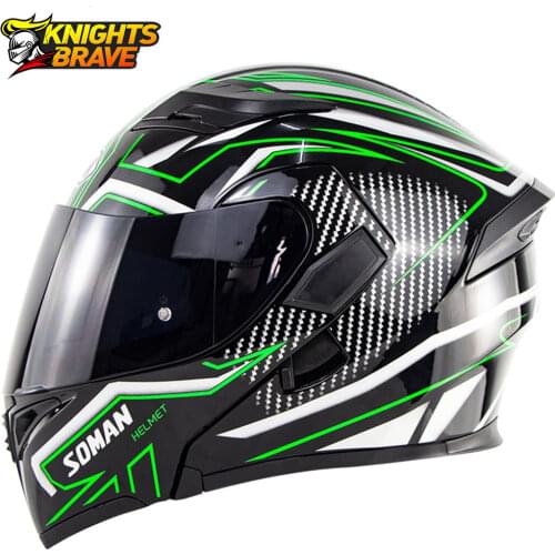 SOMAN Motorcycle Helmet Flip Up Motorcycle Capacete Casco Moto Men Motocross Helmets Full Face Moto Helmets With Doublel Lens