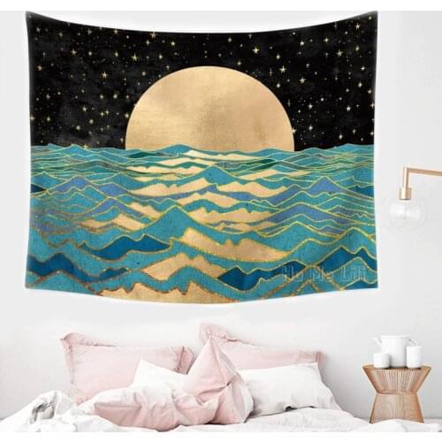 Ocean Moon Sky Tapestry Wall Art Abstract Home Decoration