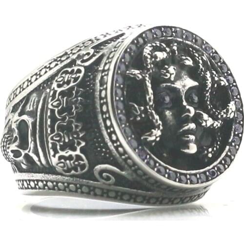 Unisex 316L Stainless Steel Medusa Blue Stone Newest Snake Ring