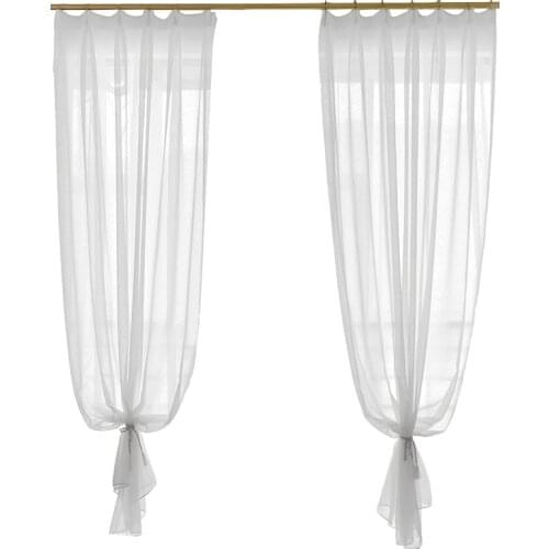 Solid Color Window Tulle Curtain Living Room Bedroom Sheer Curtains Semi-shading