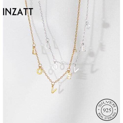 INZATT Real 925 Sterling Silver Letter LOVE Choker Necklace For Fashion Women Party Fine Jewelry Hiphop Minimalist Accessories