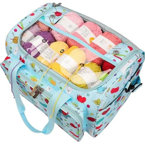 Portable Printed Embroidery Storage Bag Practical Multi-functional Durable Big Capacity Crochet Hooks Thread Yarn Organizer