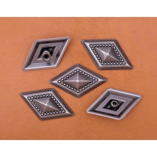 Antique Silver Plated Big Rhombus Studs Punk Rivet Studs Conchos Leather Craft Accessories Fit For Belts Shoes Bags DIY Making