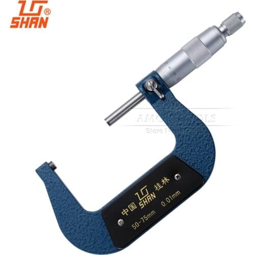 SHAN 50-75mm/0.01mm Outside Micrometer Metric Carbide Alloy Screw Thread Gauge Caliper Measuring Tools