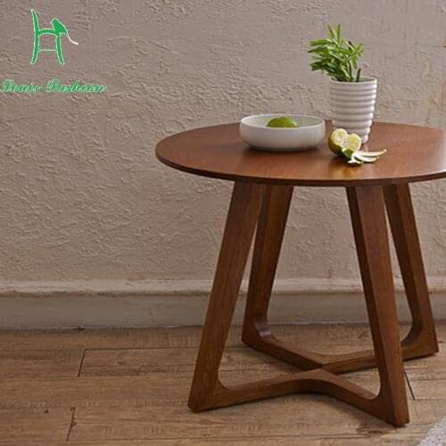 The Nordic idea contracted fashion round solid wood white oak leisure coffee table