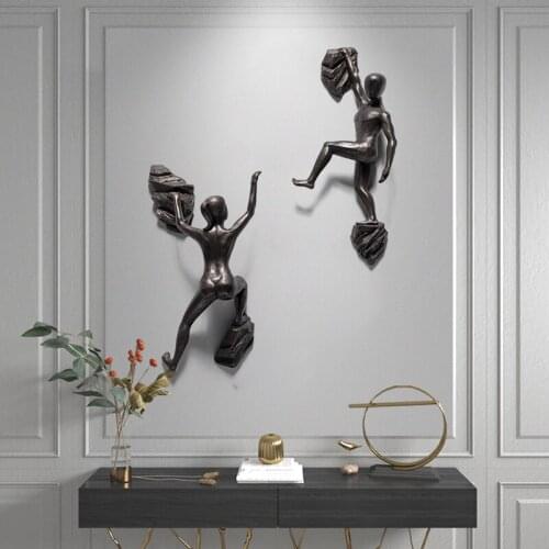 Nordic Rock Climbing Character Resin Wall Sticker Office Club Store Wall Hanging Decoration Home Livingroom Wall Mural Crafts