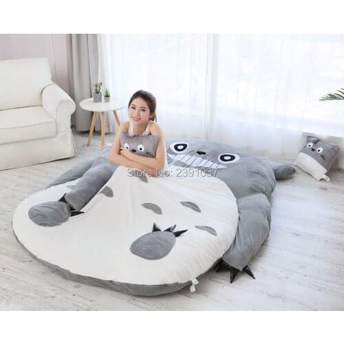 Brand new 1.5x2m My Neighbor Totoro Tatami Sleeping Double Bed Beanbag Sofa For Audlt Warm Cartoon Tatami Sleeping Bag Mattress