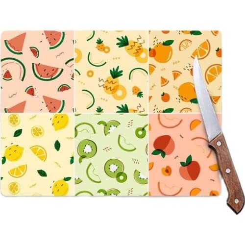 Glass Cutting Board Mixed Fruit Baskıl Glass Cutting Board-Cutting Deck Antibacterial Heat Resistant Glass Cutting 30cm X 40cm