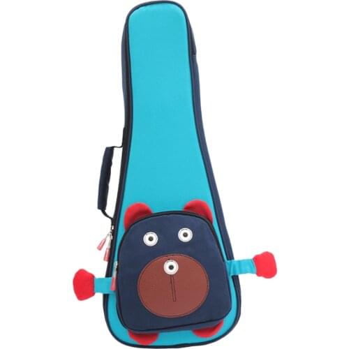 Ukulele Cartoon Bear Bag Backpack Adjustable Belt Carrying Case Portable Bag