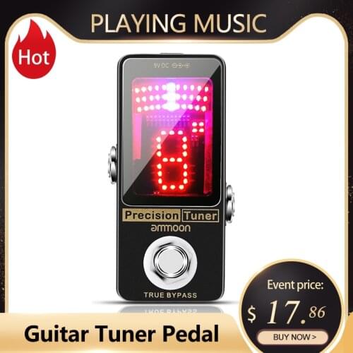 Ammoon Precision Chromatic Guitar Tuner Pedal Guitar Effect Pedal LED Display Full Metal Shell with True Bypass for Guitar Bass