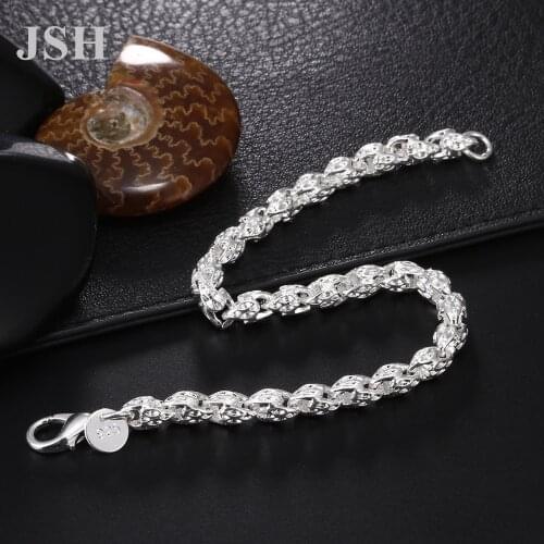 Silver plated exquisite chain for women Men lady cute noble nice bracelet fashion charm chain jewelry wedding party gift LH025