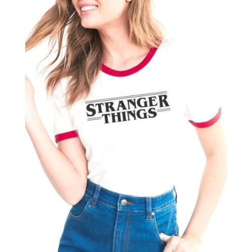 BKLD Female Shirts STRANGER THINGS Harajuku Women Cotton Letter Print Loose Tee Tops 2019 Summer Ringer T-shirt Mujer Clothes