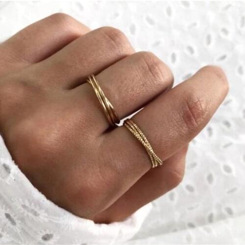 Trinity thin stackable ring for women stainless steel gold plated simple cool unique ring fashion 2021