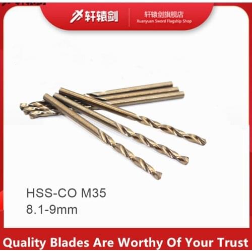 1PCS 8.1 8.2 8.3 8.4 8.5 8.6 8.7 8.8 8.9 9.0 mm HSS-CO M35 Good Quality High Cost Twist Drill Bits For Lathe Tool