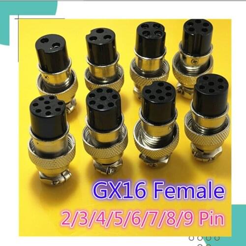 10 piece GX16 2/3/4/5/6/7/8/9 Pin female 16mm Circular Panel cable connector L80-87 plug aviation connector free shipping