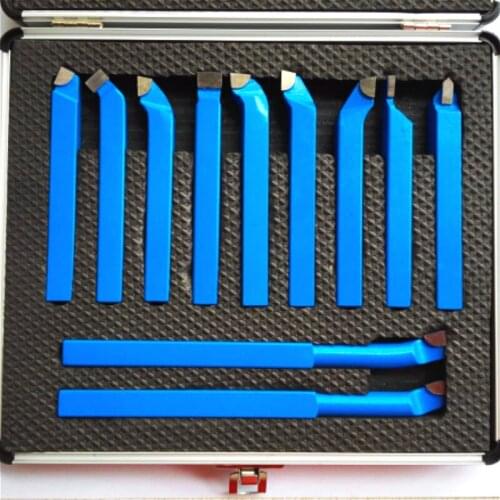 11PCS Metal Carbide CNC Lathe Tools Carbide Brazed Tipped Cutter Tool Bit Cutting Set Kits Welding Turning Tool Holder