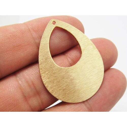 Brass drop charm Textured Earrings findings 36.3x28x0.85mm brass teardrop pendant -2pcs R1328