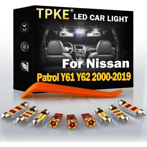 TPKE Canbus Car Lamps Accessories For Nissan Patrol Y61 Y62 2000-2019 Auto LED Interior Dome Map Trunk License plate Light Kit