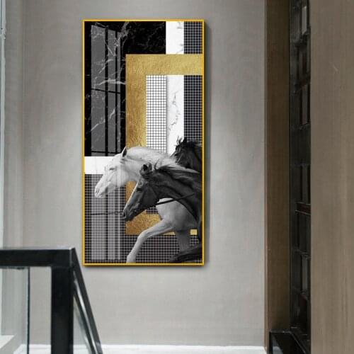 The Running black&white Horses Canvas Art Animal Wall Art Poster Pictures For Living Room Home Decor Wall Canvas Print Painting