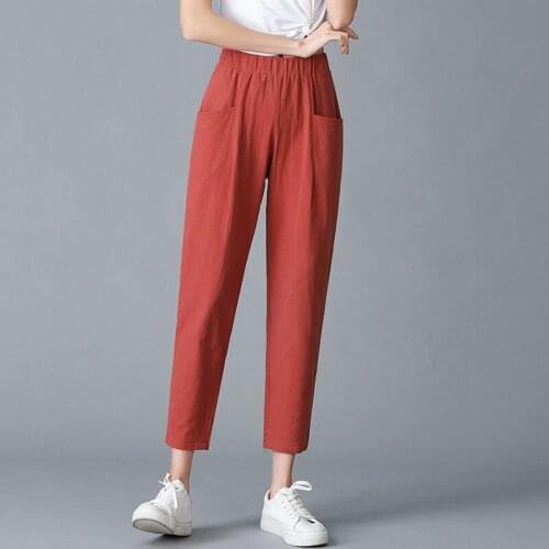 Summer Pants Women Full Length/Ankle Length Pants Casual Slim Harem Pants Women Plus Size/flared/High Waist/ Woman Pants 4XL