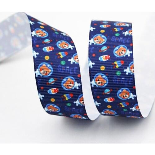 Space bear printed grosgrain ribbon Decorative Ribbon Gift Packing Patchwork Handmade 16mm 22mm 25mm 38mm 57mm 75mm