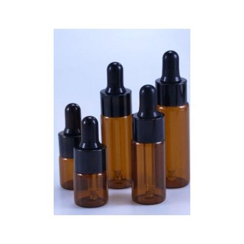 50pcs/lot 5ml 10ml 15ml 20ml Amber Glass Dropper Bottle Jars Vials With Pipette For Cosmetic Perfume Essential Oil Bottles